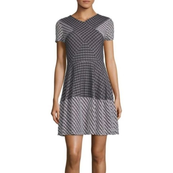 BCBGMaxazria Elyze Lace-blocked Fit & Flare Dress - Picture 3 of 8